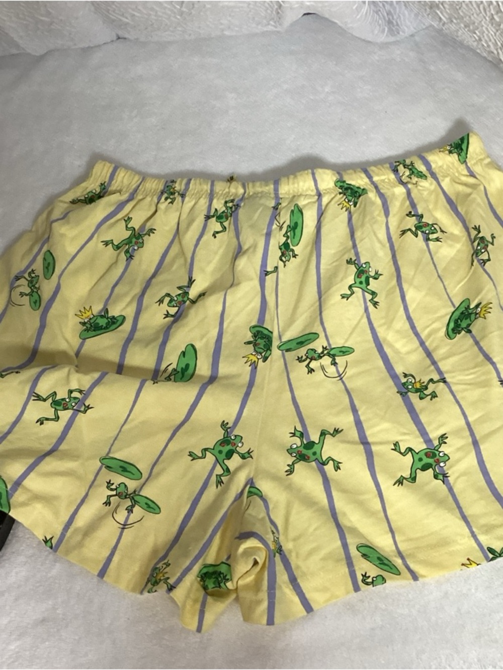 Xhilaration Womans XL Cotton Yellow Stripe Frogs Pajama Short Set - Picture 6 of 9